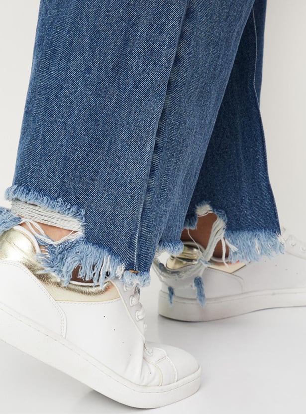 Women Ripped Mom Fit Jeans
