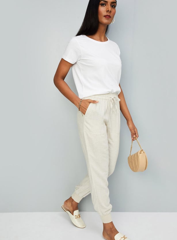 Women Solid Woven Joggers
