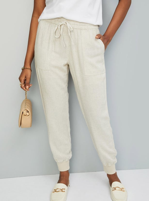 Women Solid Woven Joggers
