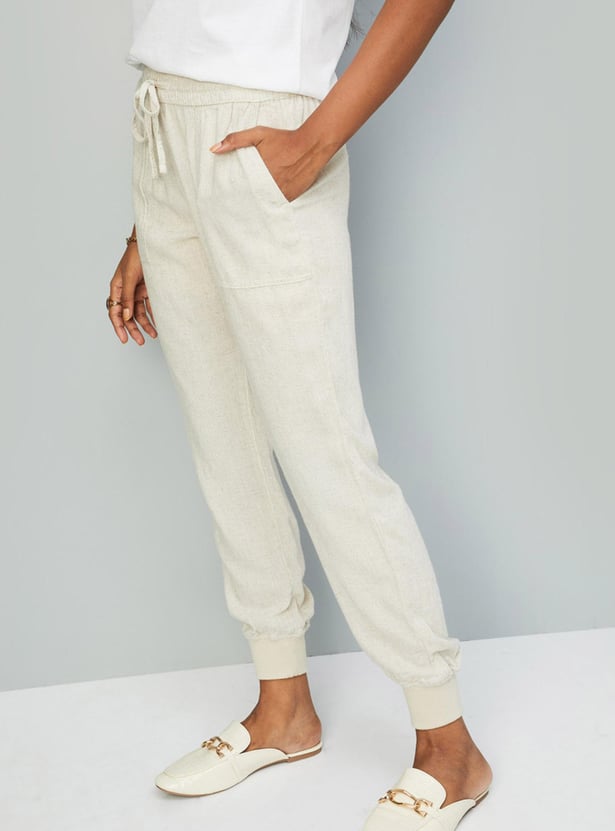 Women Solid Woven Joggers