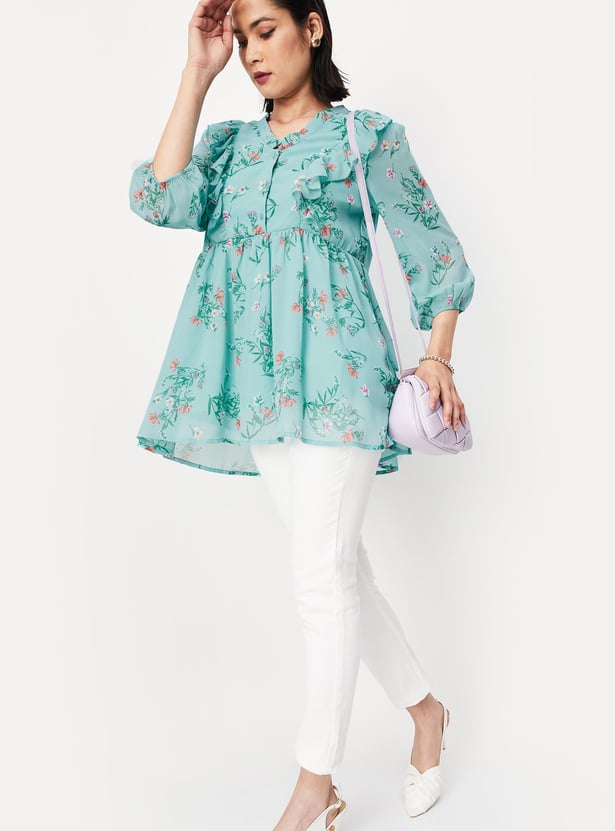 Women Printed Ruffled Tunic