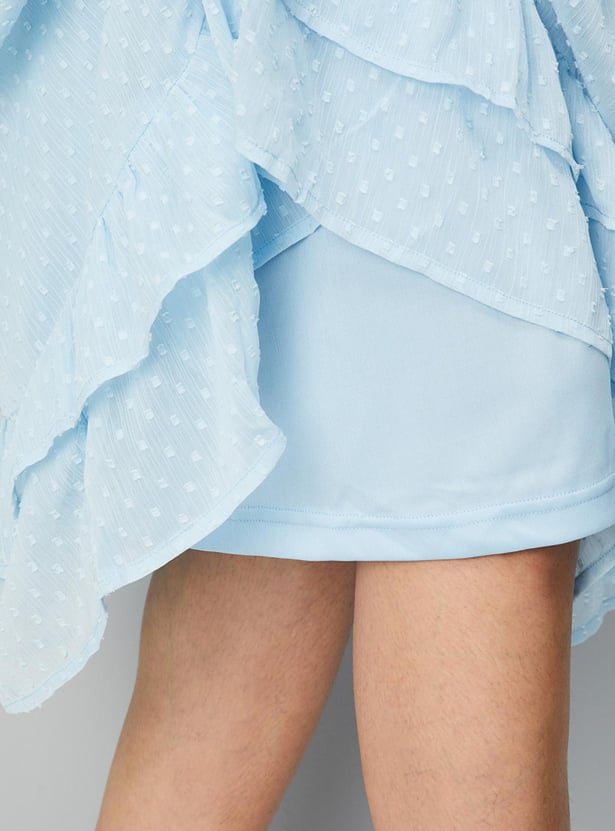 Women Dobby Woven Flared Dress