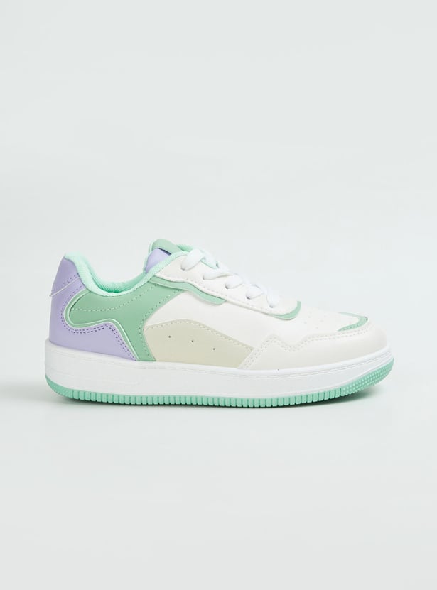 Girls Colourblock Lace-Up Casual Shoes