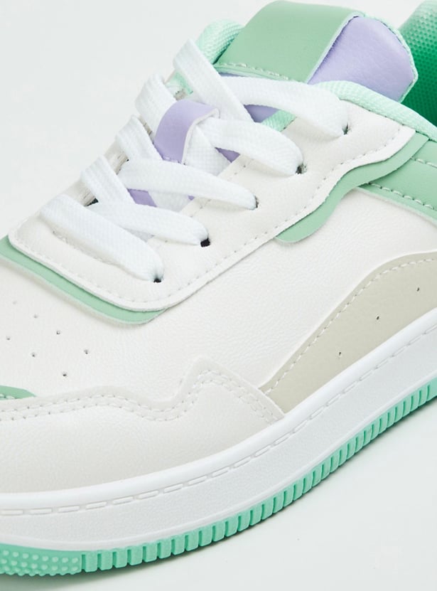 Girls Colourblock Lace-Up Casual Shoes