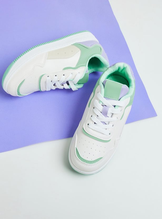 Girls Colourblock Lace-Up Casual Shoes