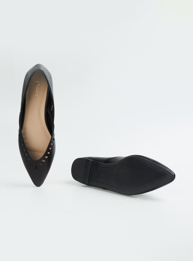 Women Solid Cutout Detail Ballerinas