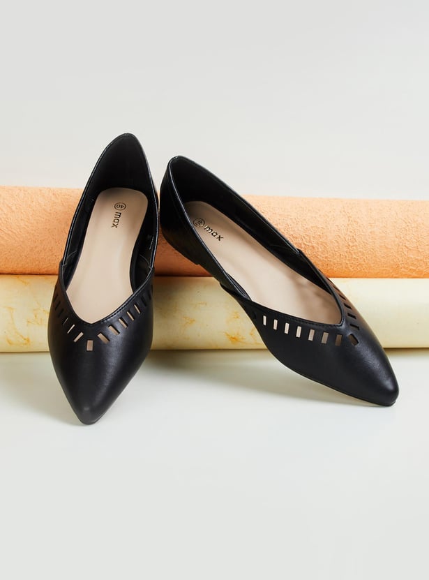 Women Solid Cutout Detail Ballerinas