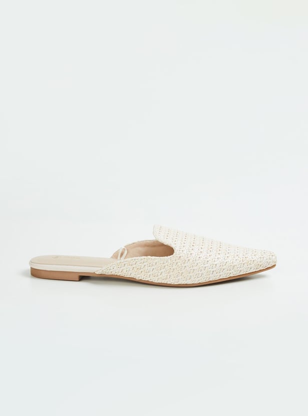 Women Woven Pointed Toe Mules