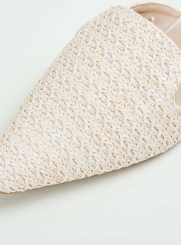 Women Woven Pointed Toe Mules