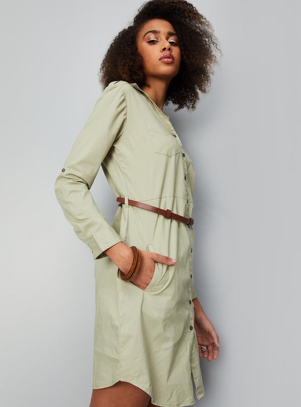 Women Solid Belted Tunic