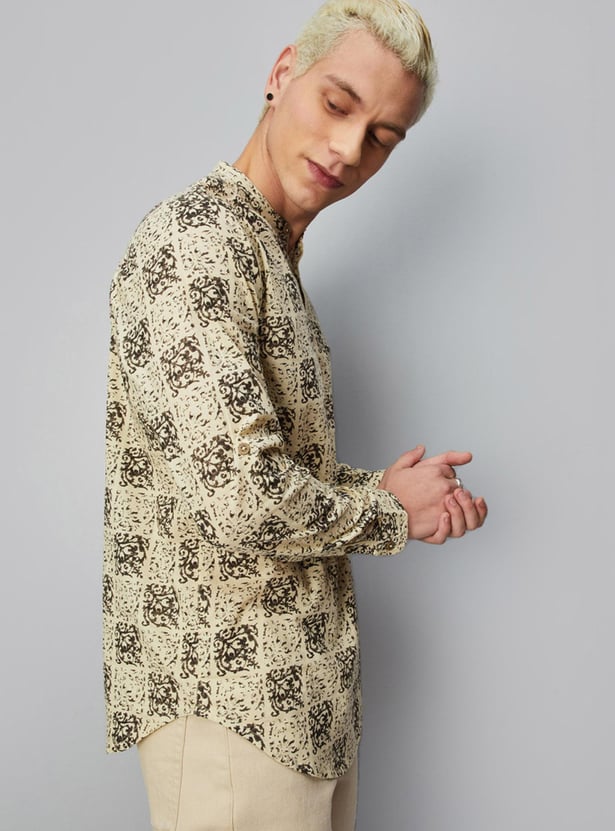 Men Printed Full Sleeve Short Kurta