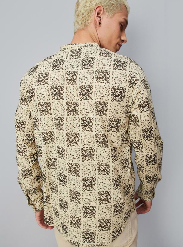 Men Printed Full Sleeve Short Kurta