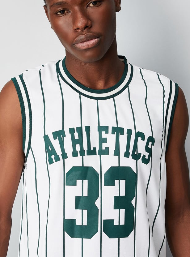 Men Striper Sleeveless Athleisure T-shirt