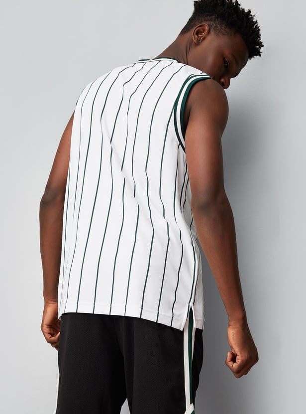Men Striper Sleeveless Athleisure T-shirt