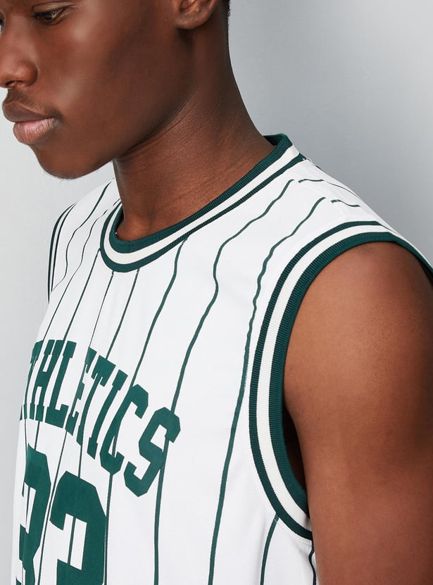 Men Striper Sleeveless Athleisure T-shirt