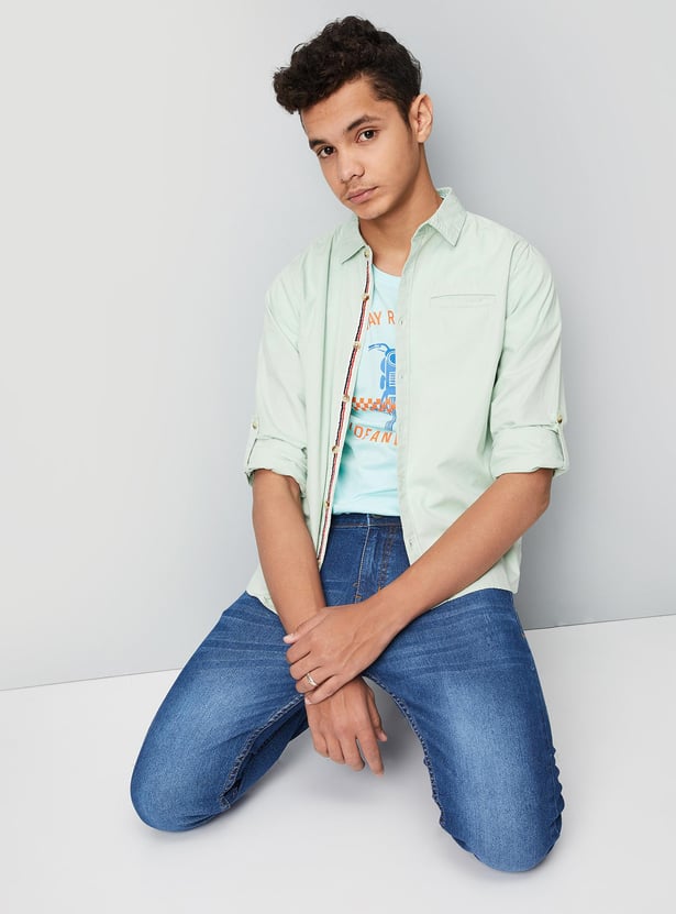 Boys Solid Full Sleeve Casual Shirt