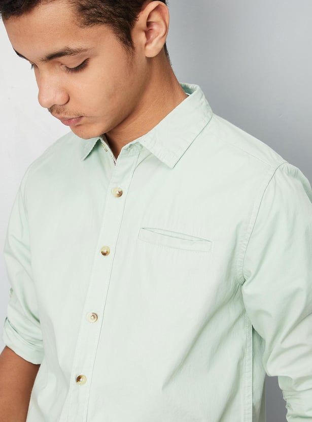 Boys Solid Full Sleeve Casual Shirt