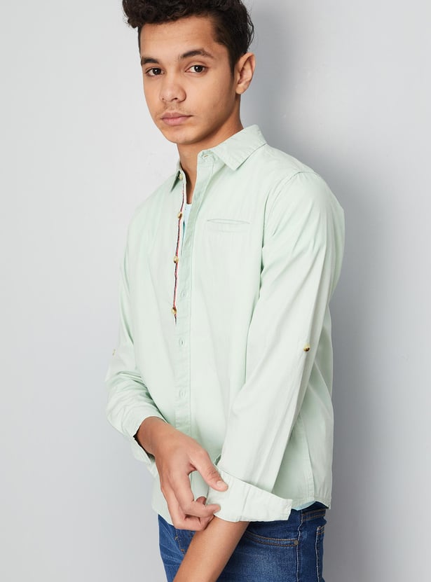Boys Solid Full Sleeve Casual Shirt
