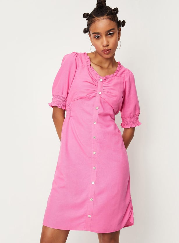 Women Smocked Puffed Sleeve Regency Dress