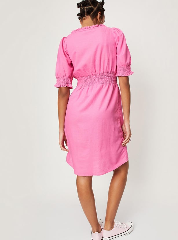 Women Smocked Puffed Sleeve Regency Dress