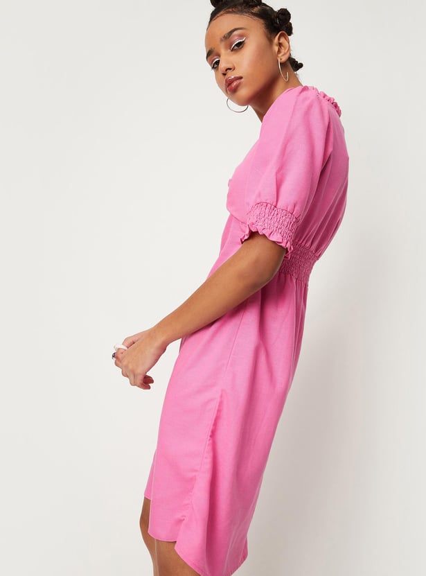 Women Smocked Puffed Sleeve Regency Dress