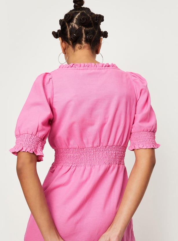 Women Smocked Puffed Sleeve Regency Dress