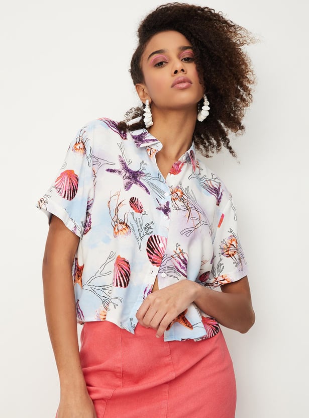 Women Printed Crop Shirt