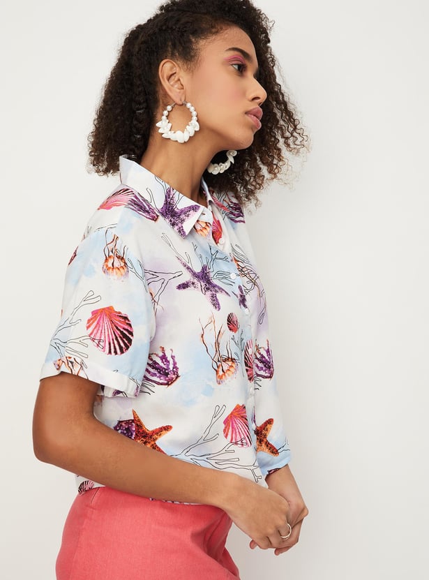 Women Printed Crop Shirt