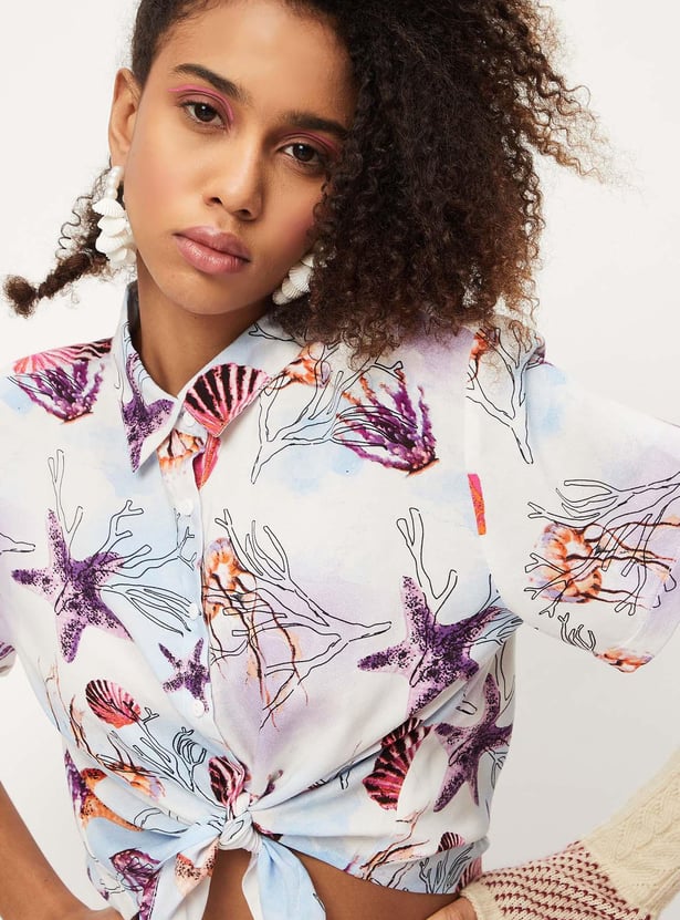 Women Printed Crop Shirt