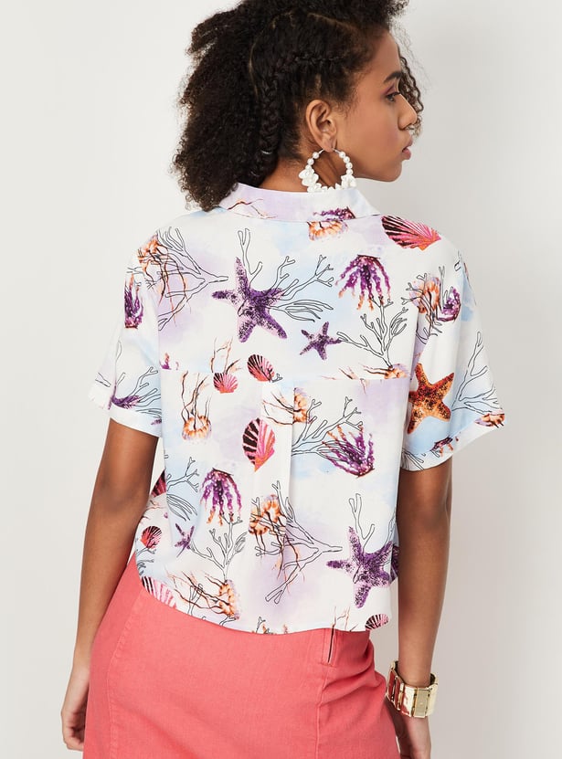 Women Printed Crop Shirt