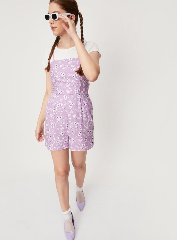 Women Printed Strappy Playsuit Set