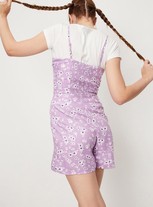 Women Printed Strappy Playsuit Set