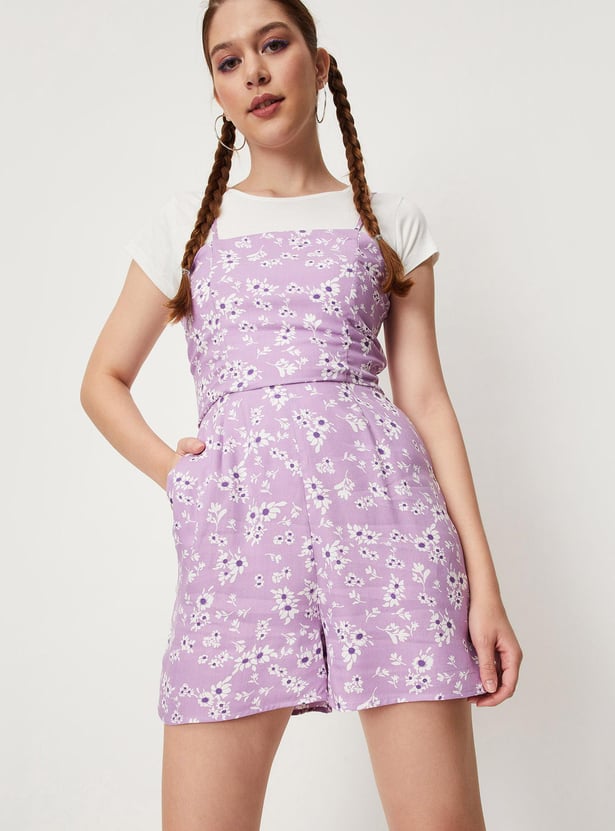 Women Printed Strappy Playsuit Set