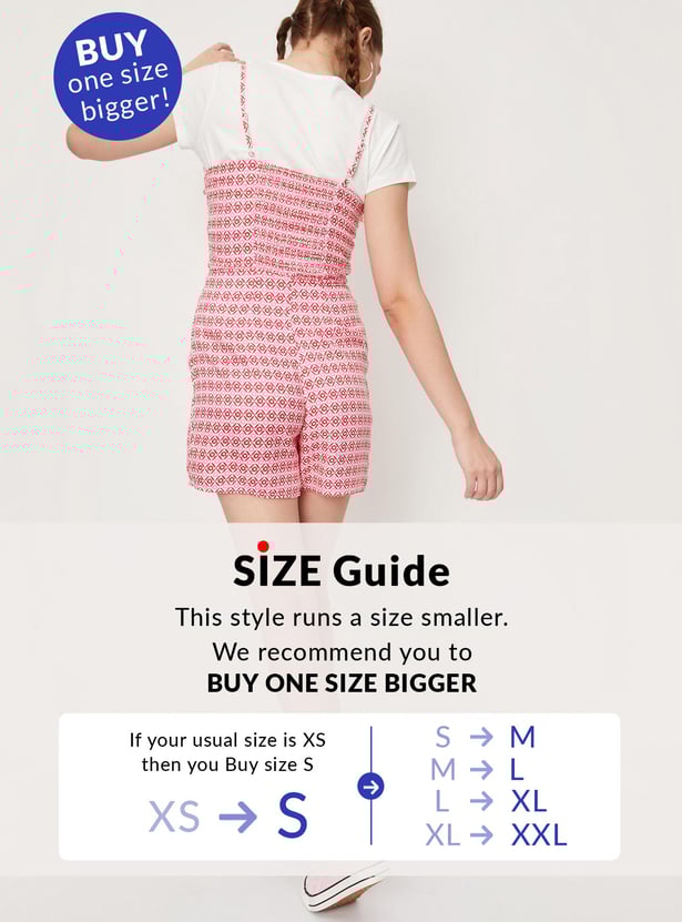 Women Printed Strappy Playsuit Set