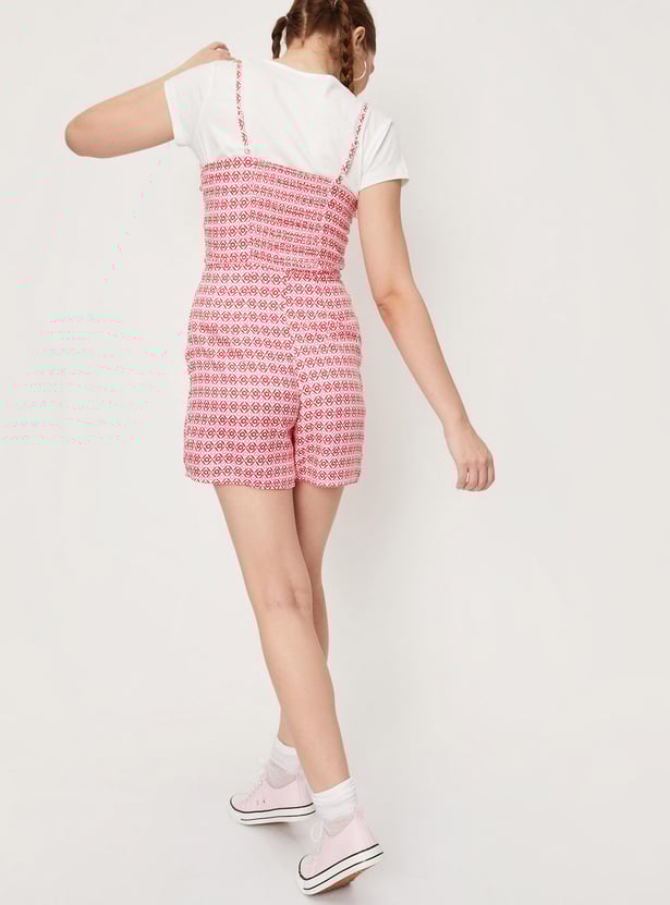 Women Printed Strappy Playsuit Set