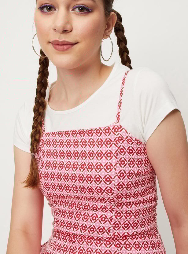 Women Printed Strappy Playsuit Set