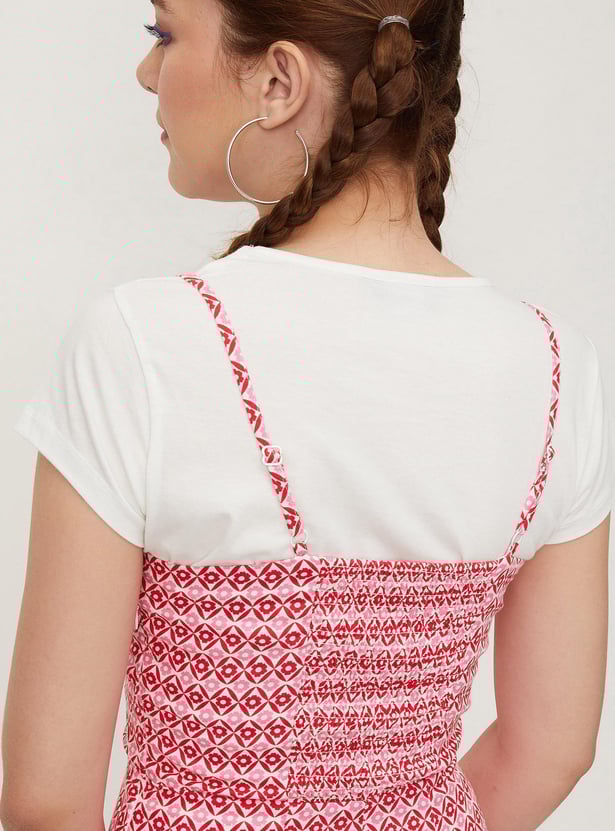 Women Printed Strappy Playsuit Set