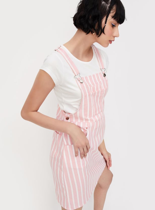 Women Striped Yarn Dyed Pinafore Dress