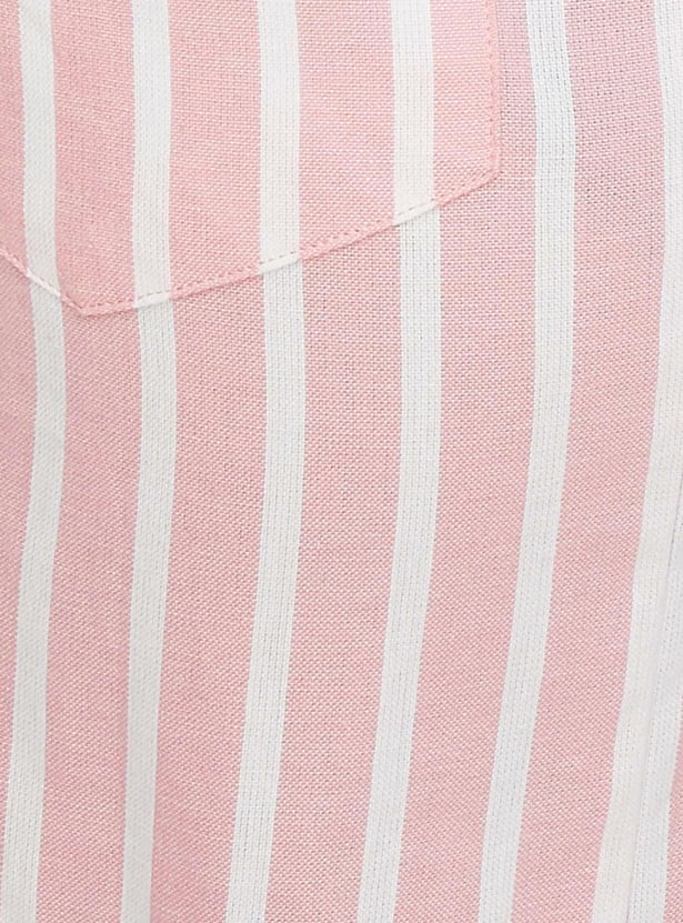 Women Striped Yarn Dyed Pinafore Dress