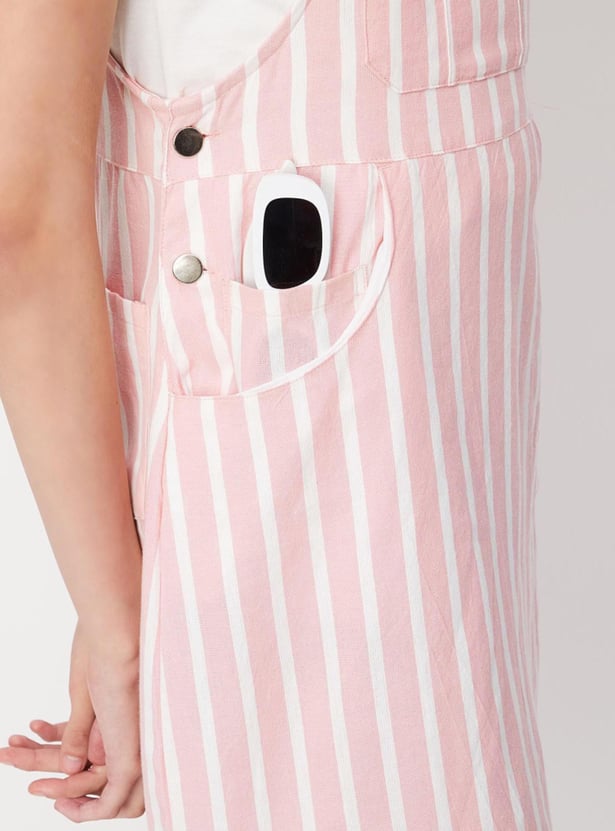 Women Striped Yarn Dyed Pinafore Dress
