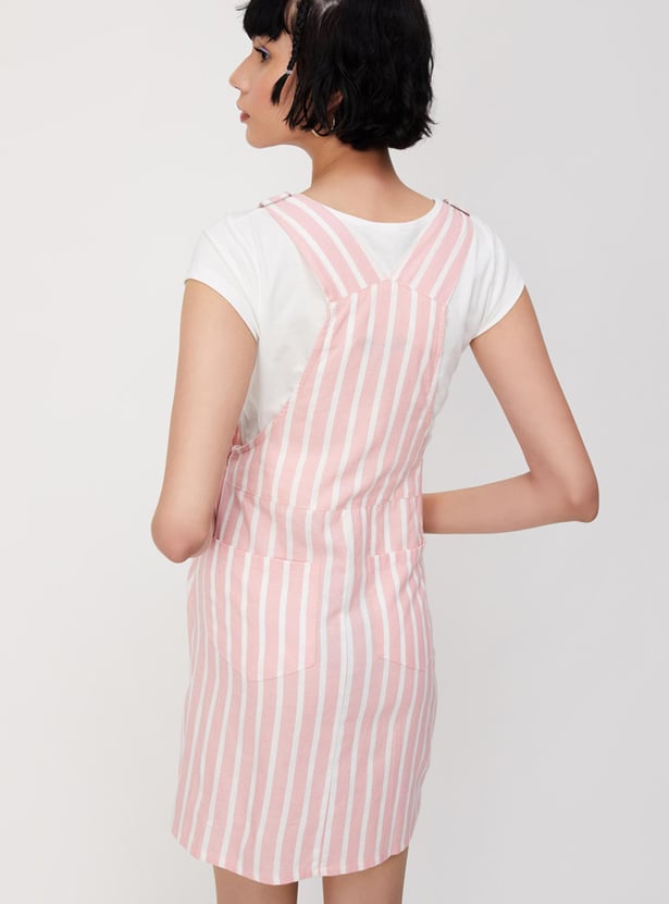 Women Striped Yarn Dyed Pinafore Dress