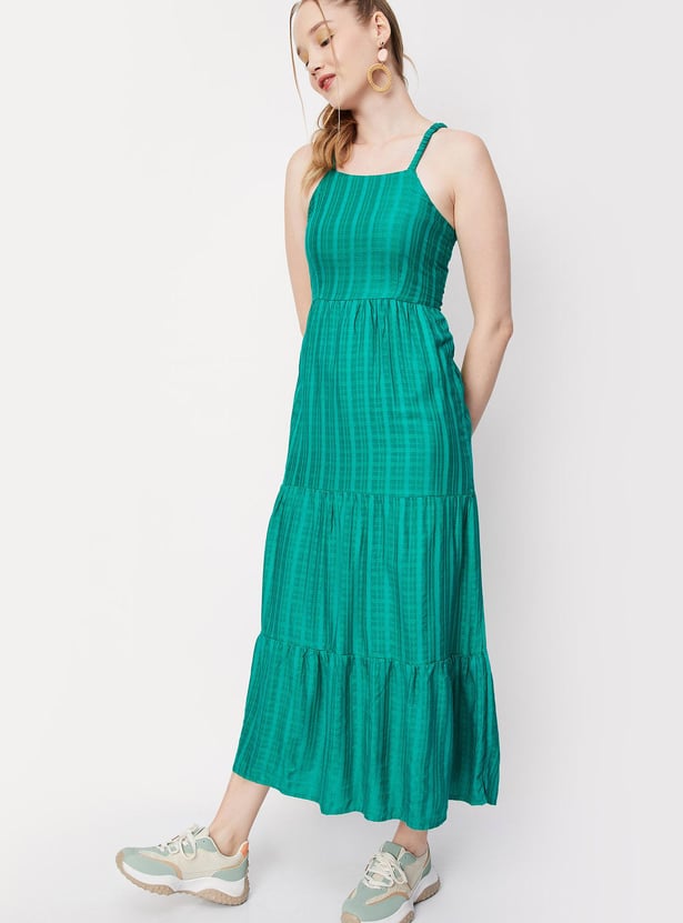 Women Checked Tiered Dress