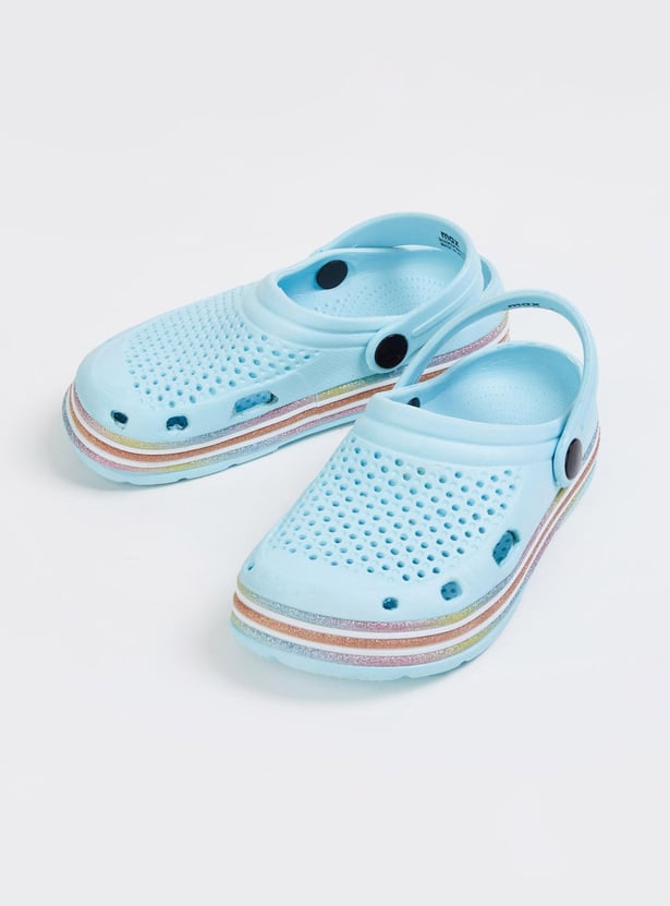 Girls Shimmery Clogs with Pivoting Strap