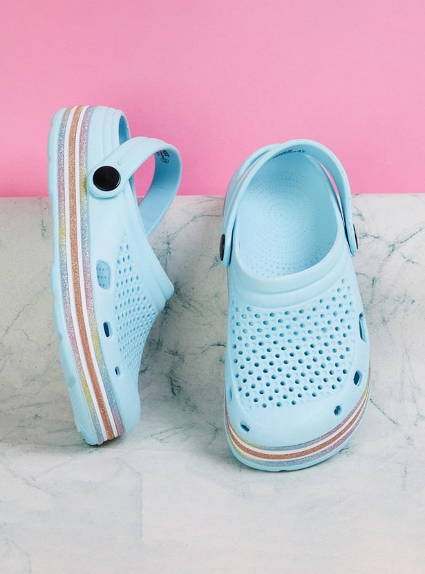 Girls Shimmery Clogs with Pivoting Strap