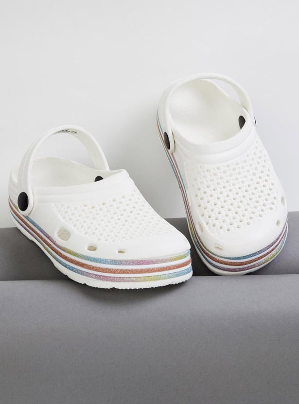 Girls Shimmery Clogs with Pivoting Strap