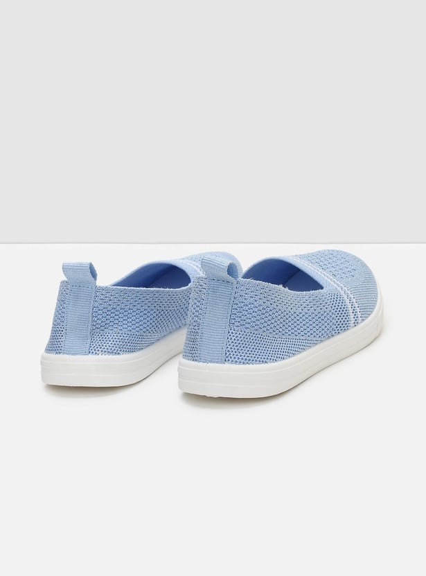 Girls Striped Knit Slip-On Sports Shoes