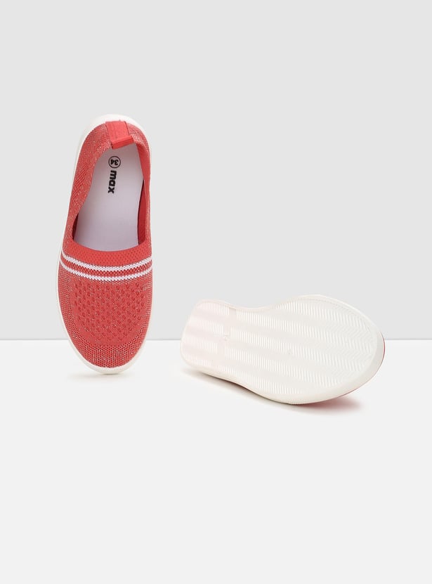 Girls Striped Knit Slip-On Sports Shoes