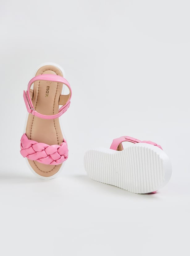 Girls Braided Strap Flat Sandals