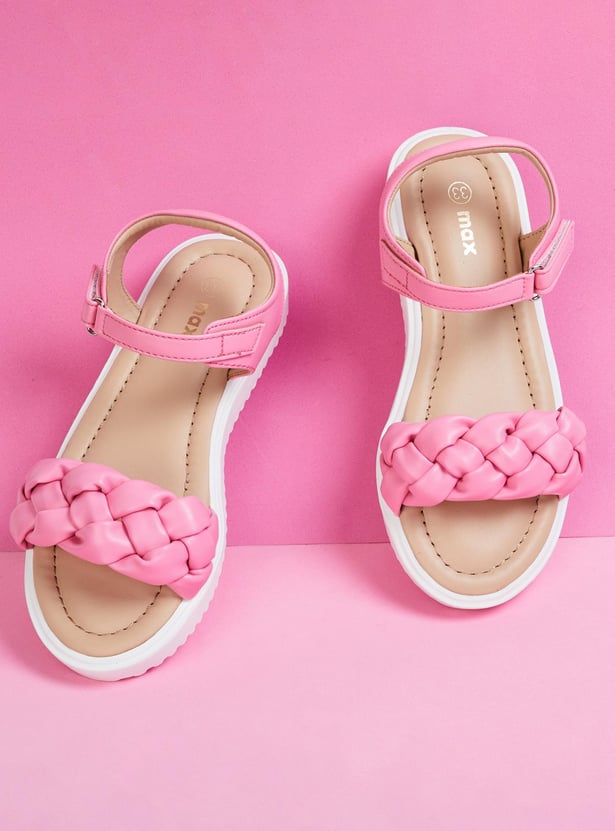 Girls Braided Strap Flat Sandals