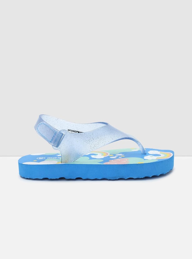 Girls Printed Slippers with Velcro Strap